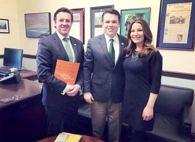 Dr. John McKeon (left), Congressman Brendan Boyle (center) and Courtney Sunna (right)