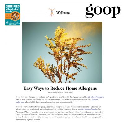 Goop article with Asthma & Allergy Friendly Certification Program