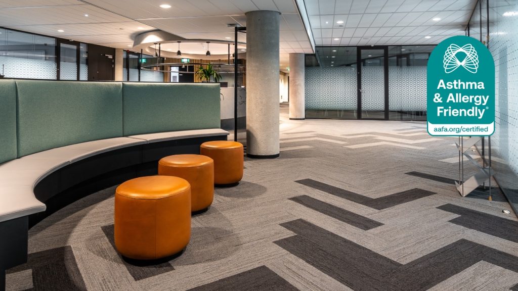 Modern commercial interior showing carpeted flooring as part of a contemporary indoor environment